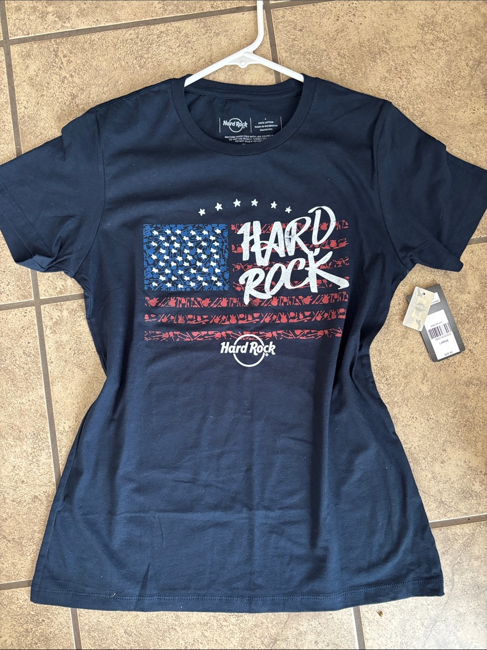 Navy Blue Hard Rock Cafe Short Sleeve Shirt Size Large